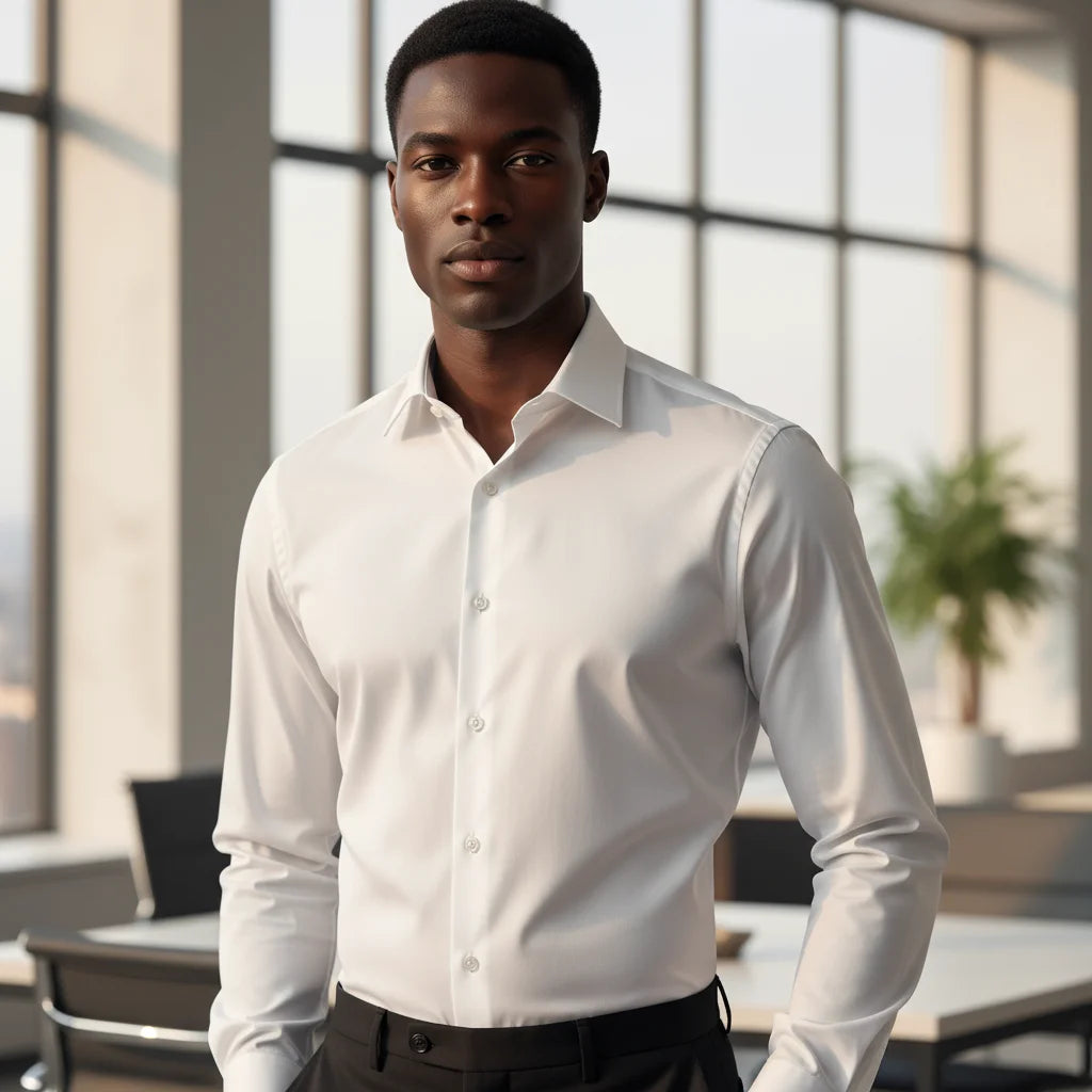 White Slim-Fit Wedding Shirt — product image 1