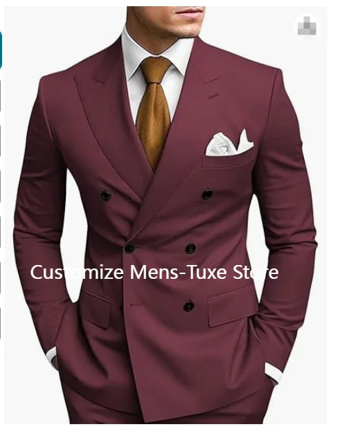 2-Piece Double-Breasted Suit with Peak Lapels | Men's Classic Fitted Summer Options
