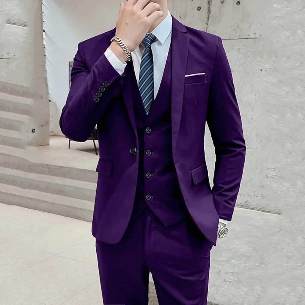 Brown Notch-Lapel Three-Piece Business Suit | Classic Gents