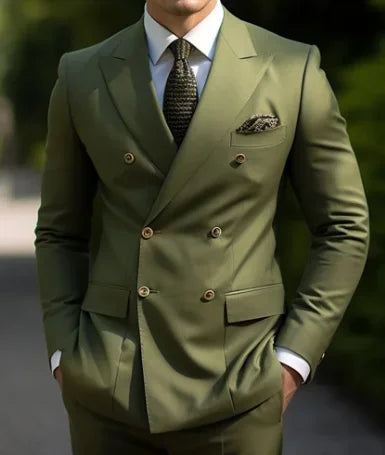 2-Piece Double-Breasted Suit with Peak Lapels | Men's Classic Fitted Summer Options