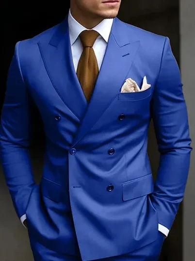 2-Piece Double-Breasted Suit with Peak Lapels | Men's Classic Fitted Summer Options