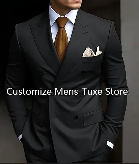 2-Piece Double-Breasted Suit with Peak Lapels | Men's Classic Fitted Summer Options