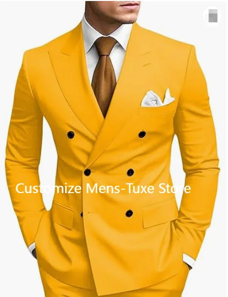 2-Piece Double-Breasted Suit with Peak Lapels | Men's Classic Fitted Summer Options