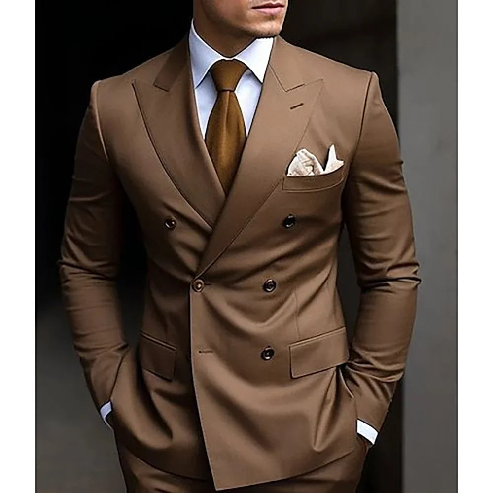 2-Piece Double-Breasted Suit with Peak Lapels | Men's Classic Fitted Summer Options