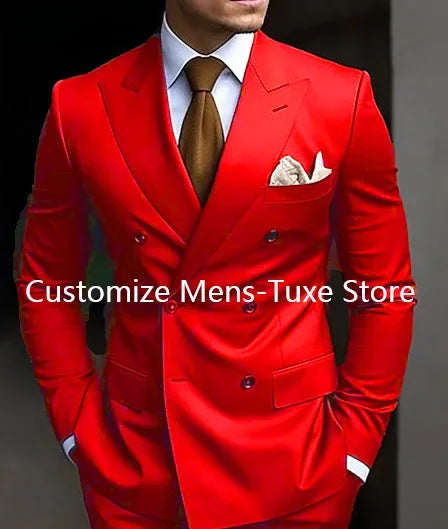 2-Piece Double-Breasted Suit with Peak Lapels