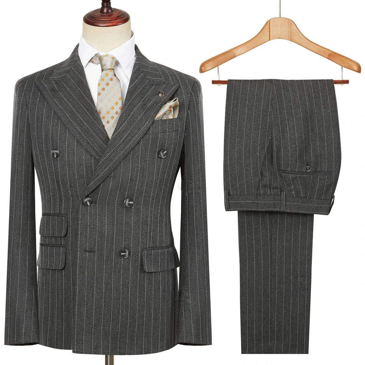 Striped Double-Breasted Two-Piece Suit — product image 1