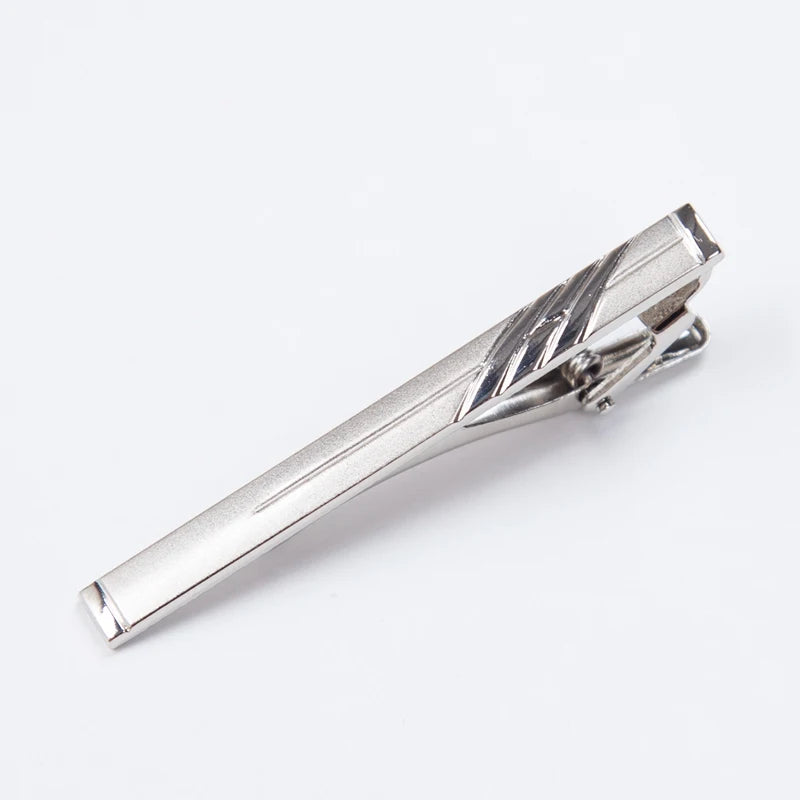 Patterned Silver Tone Tie Clip | Classic Gents