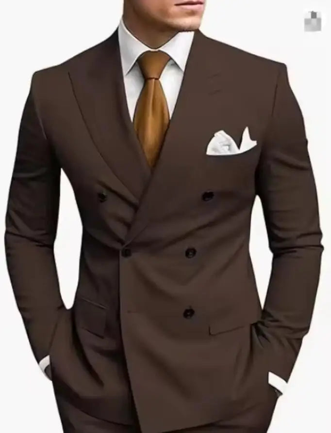 Bespoke Brown Double-Breasted Two-Piece Business Suit | Classic Gents