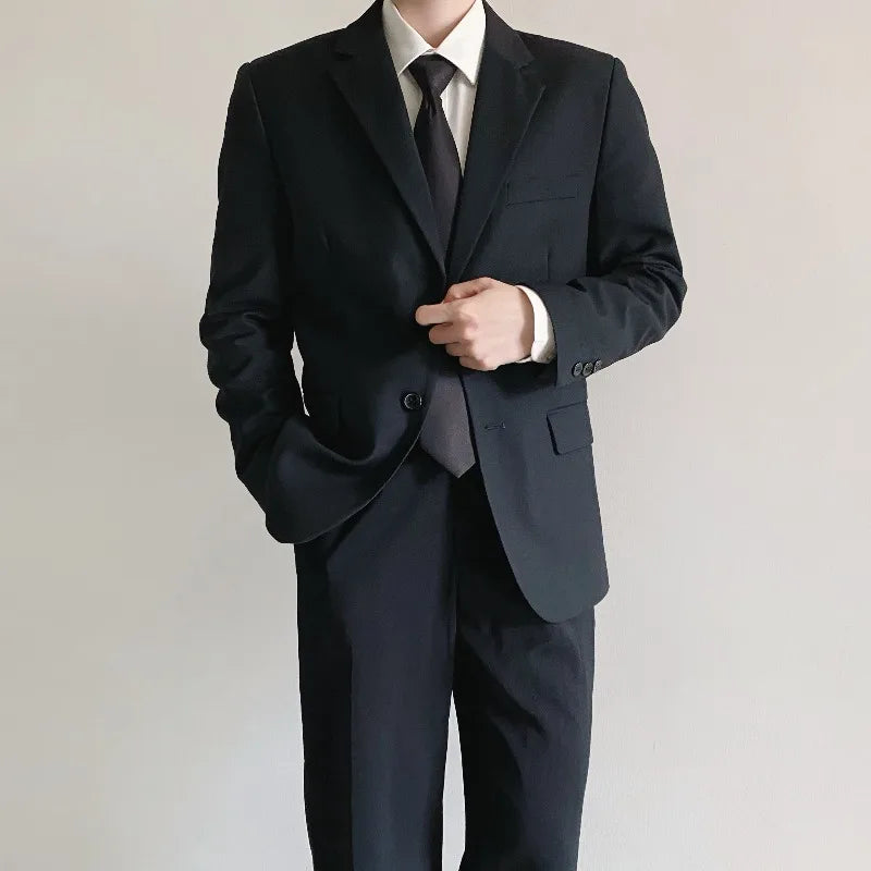 Black Slim-Fit Two-Piece Business Suit | Classic Gents