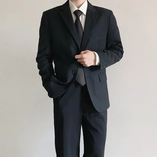 Black Slim-Fit Two-Piece Business Suit | Classic Gents