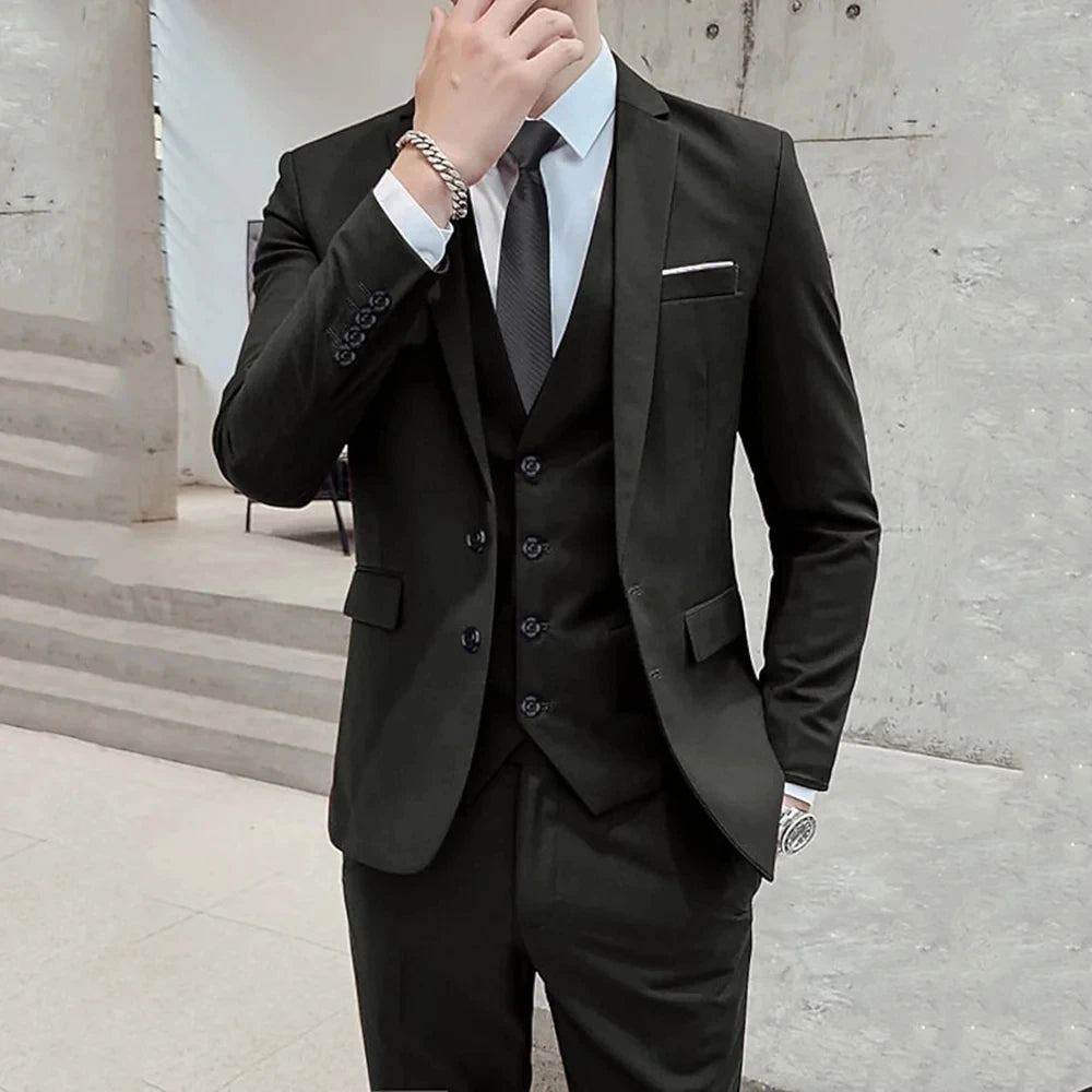 Brown Notch-Lapel Three-Piece Business Suit | Classic Gents