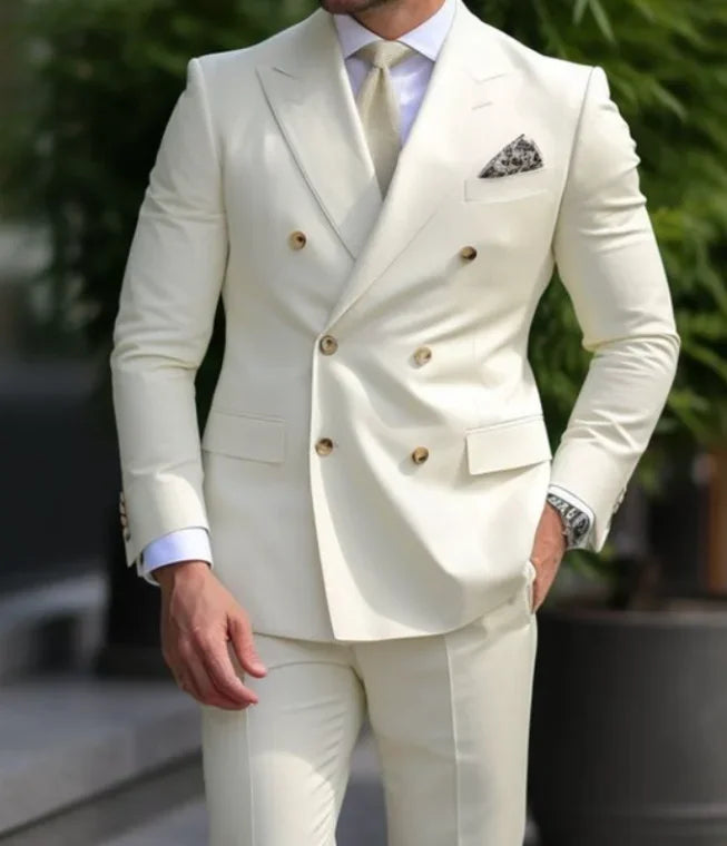 2-Piece Double-Breasted Suit with Peak Lapels