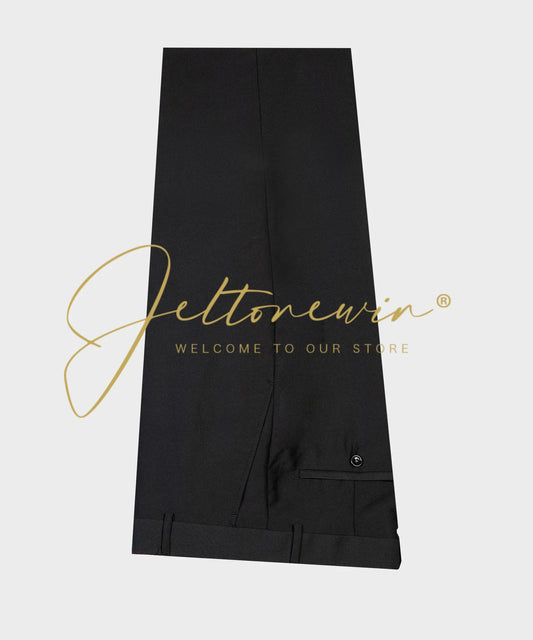 Black Textured Peak-Lapel Two-Piece Business Suit | Classic Gents