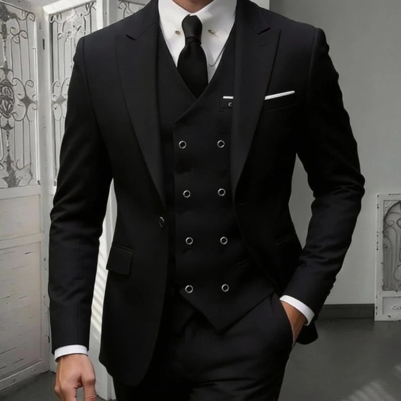 Slim-Fit Notched-Lapel Three-Piece Suit — product image 1