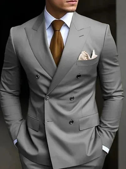 2-Piece Double-Breasted Suit with Peak Lapels