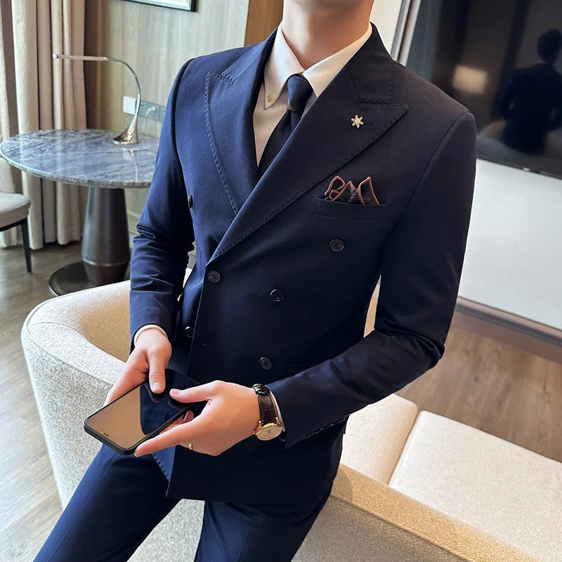 Brown Double-Breasted Two-Piece Business Suit | Classic Gents