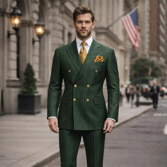 Dark Green Pinstripe Suit — product image 1