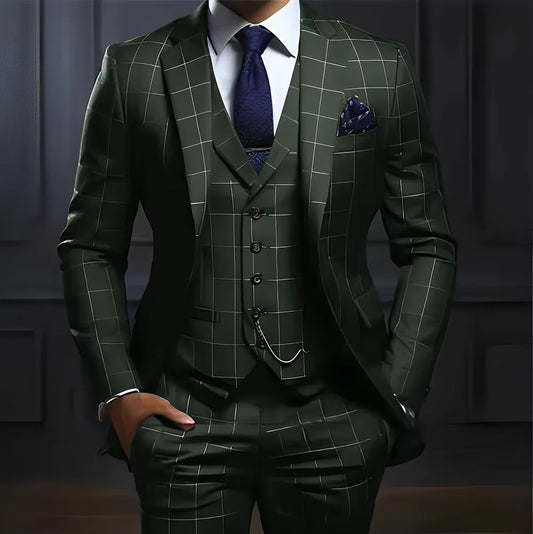 Navy Plaid Three-Piece Suit — product image 1
