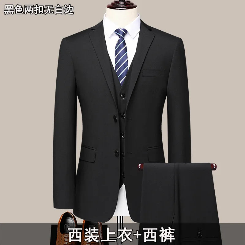 Black Slim-Fit Two-Piece Business Suit | Classic Gents