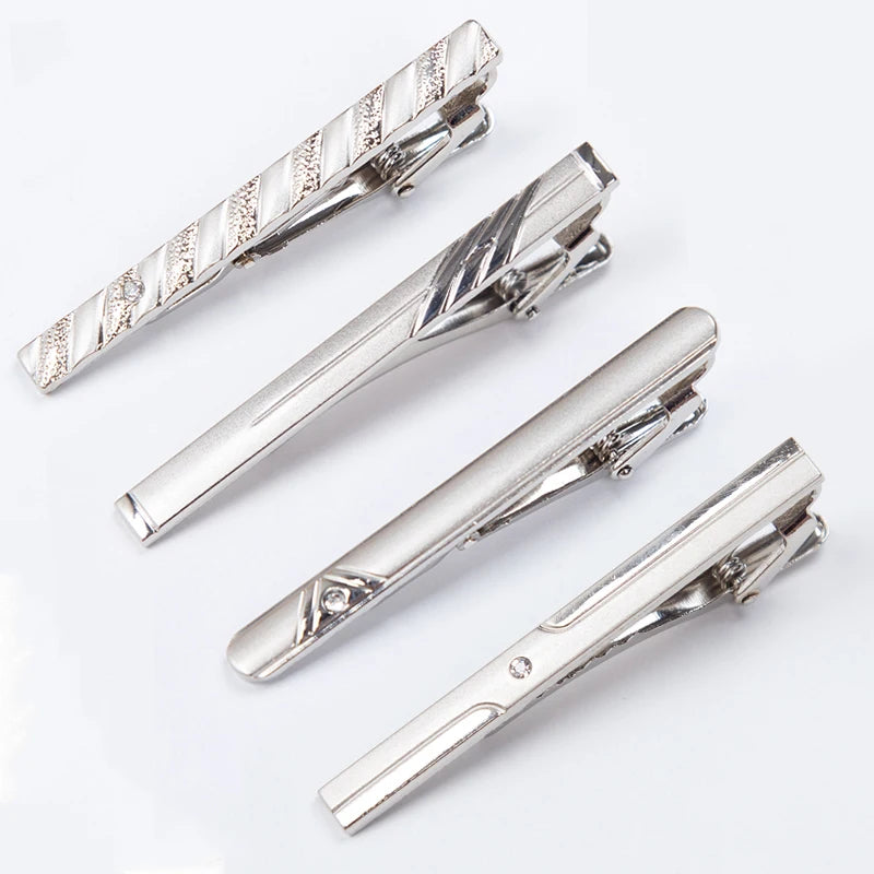 Patterned Silver Tone Tie Clip | Classic Gents