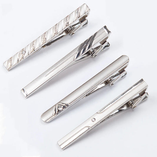 Patterned Silver Tone Tie Clip | Classic Gents