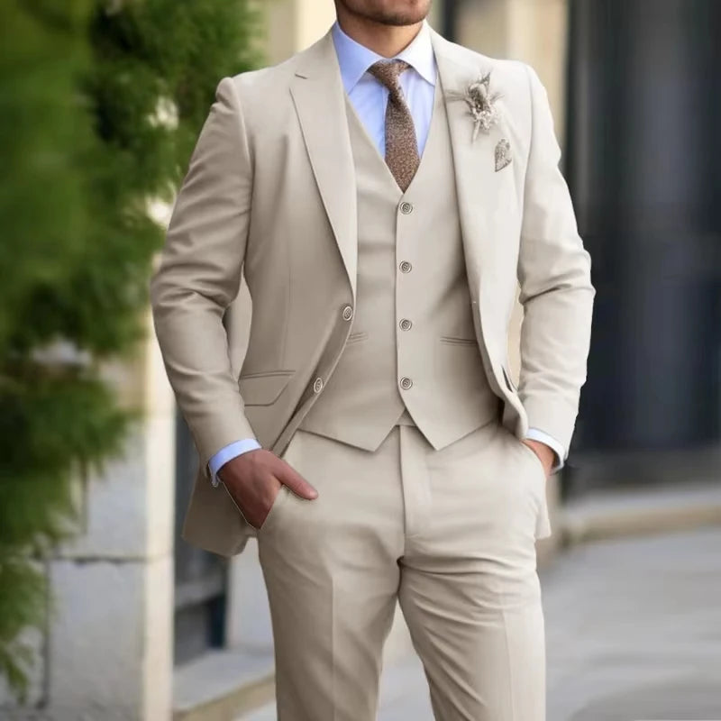 Classic Beige Three-Piece Business Suit | Classic Gents