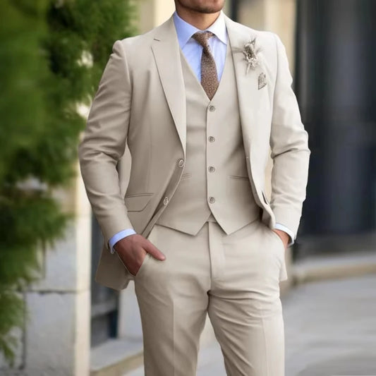 Classic Beige Three-Piece Business Suit | Classic Gents