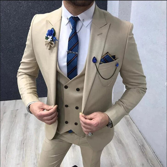Men’s Peak-Lapel Three-Piece Suit — product image 1