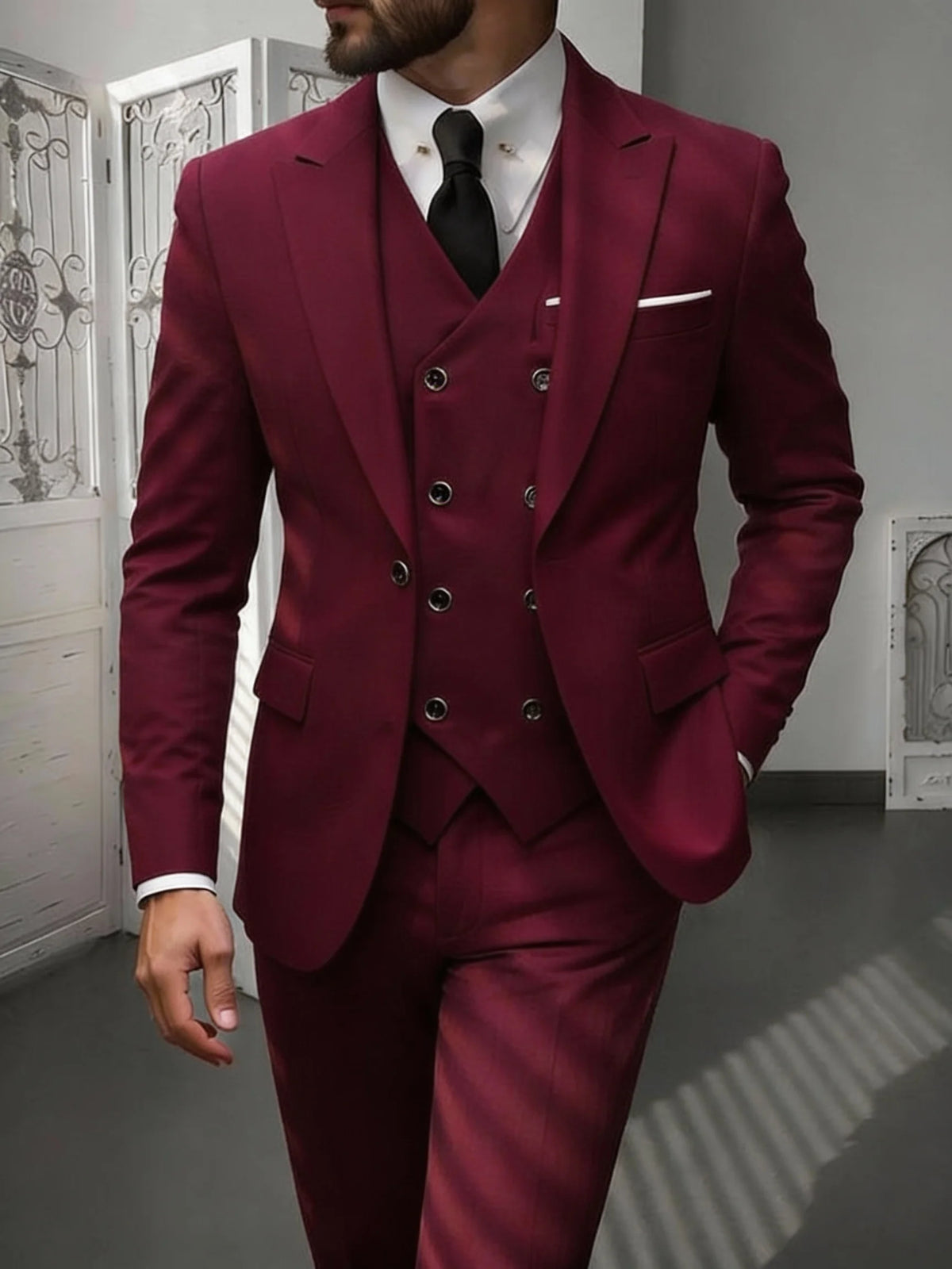 Slim-Fit Notched-Lapel Three-Piece Suit — product image 11