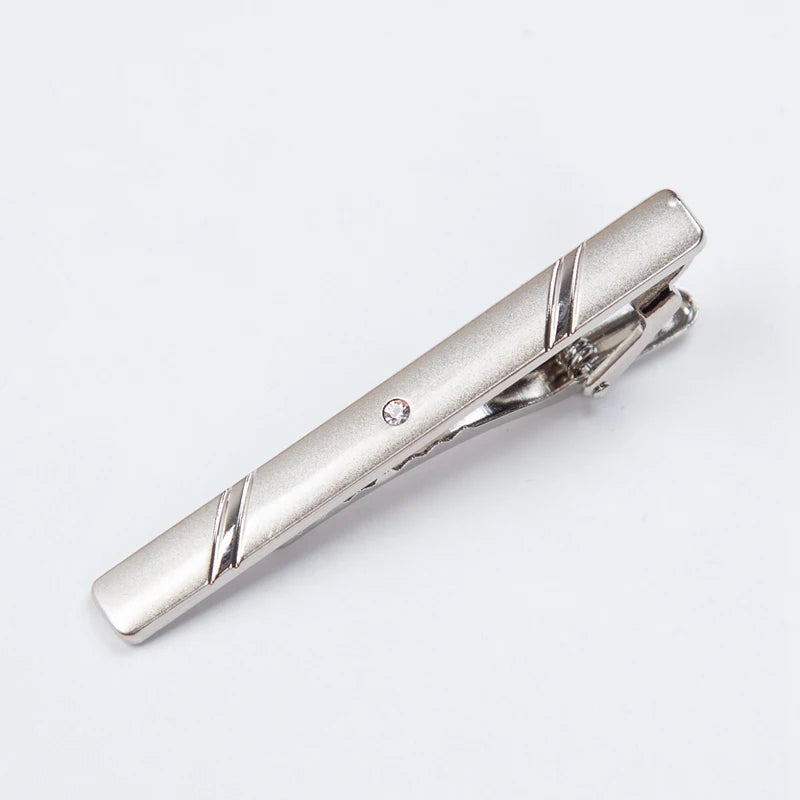 Patterned Silver Tone Tie Clip | Classic Gents