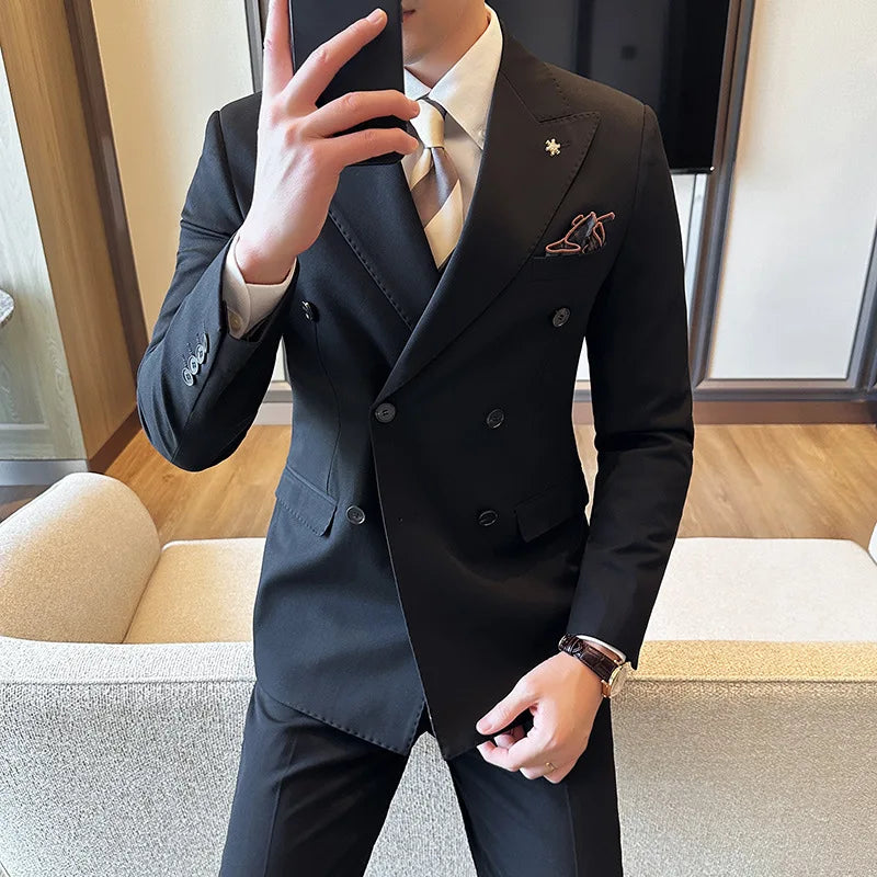 Brown Double-Breasted Two-Piece Business Suit | Classic Gents