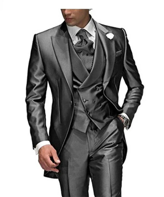 Charcoal Grey Three-Piece Business Suit | Classic Gents