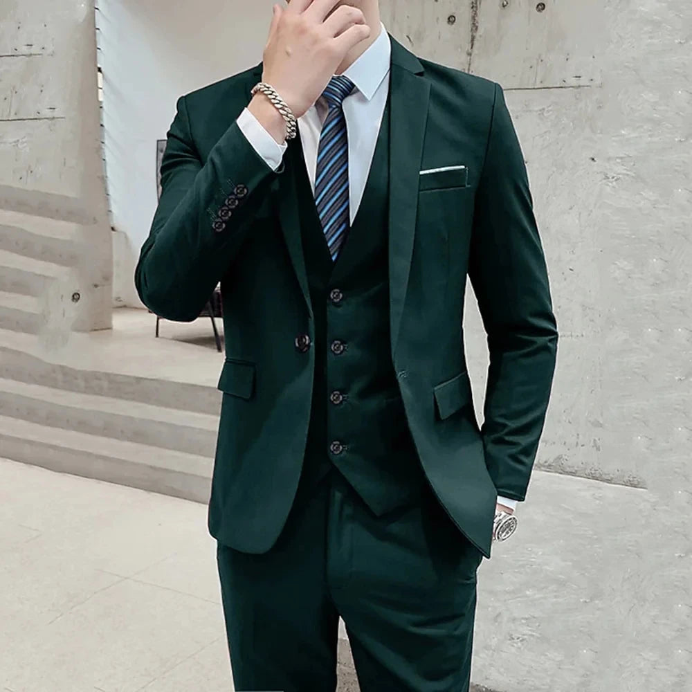 Brown Notch-Lapel Three-Piece Business Suit | Classic Gents