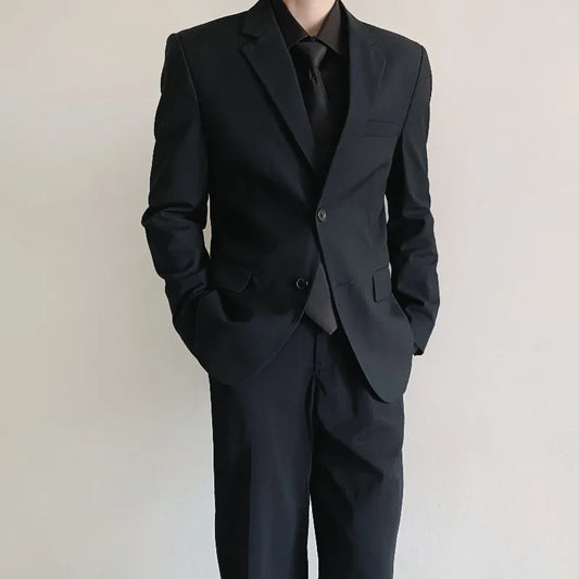 Black Slim-Fit Two-Piece Business Suit | Classic Gents
