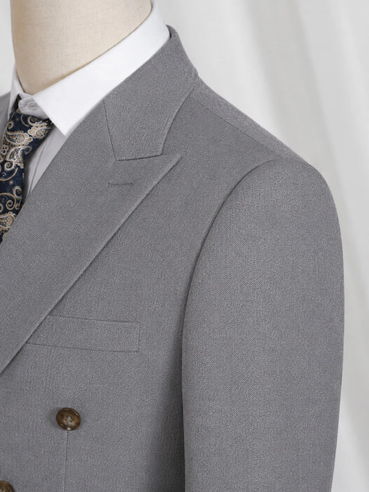 Men’s Oat-Grey Double-Breasted Two-Piece Suit | Classic Gents