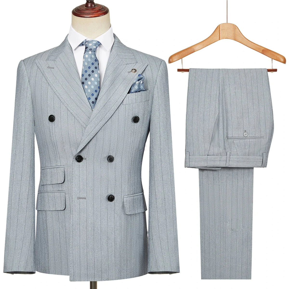 Striped Double-Breasted Two-Piece Suit — product image 5
