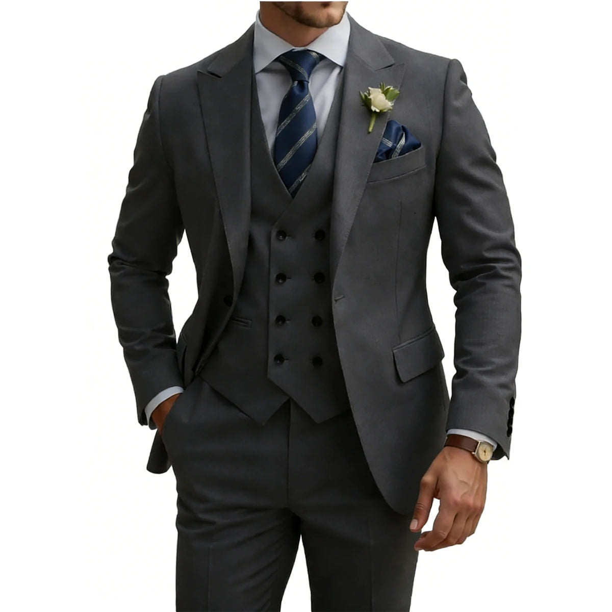 Men’s Slim-Fit Three-Piece Formal Suit | Classic Gents