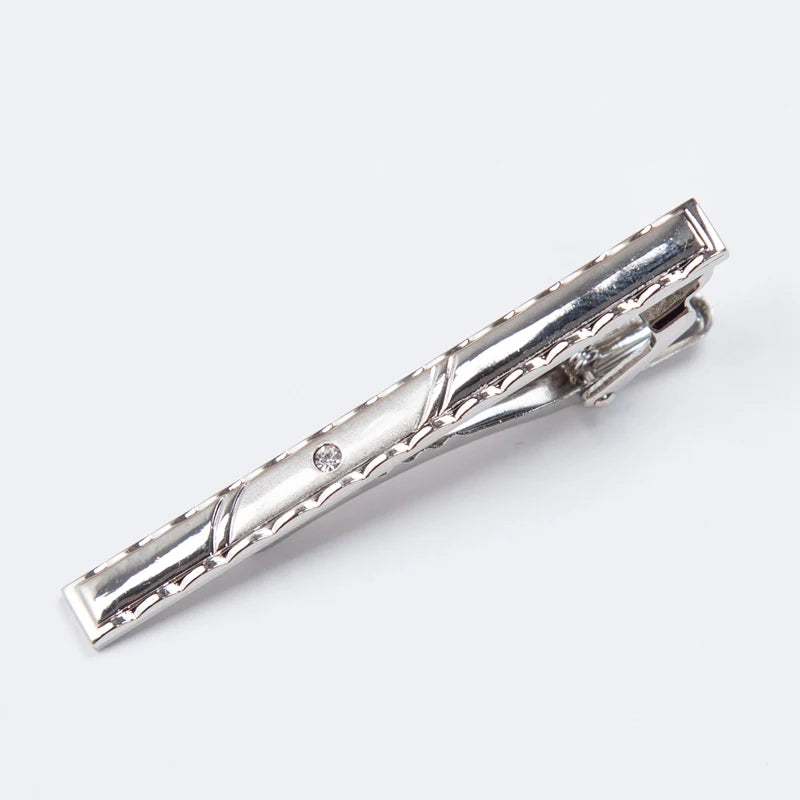 Patterned Silver Tone Tie Clip | Classic Gents