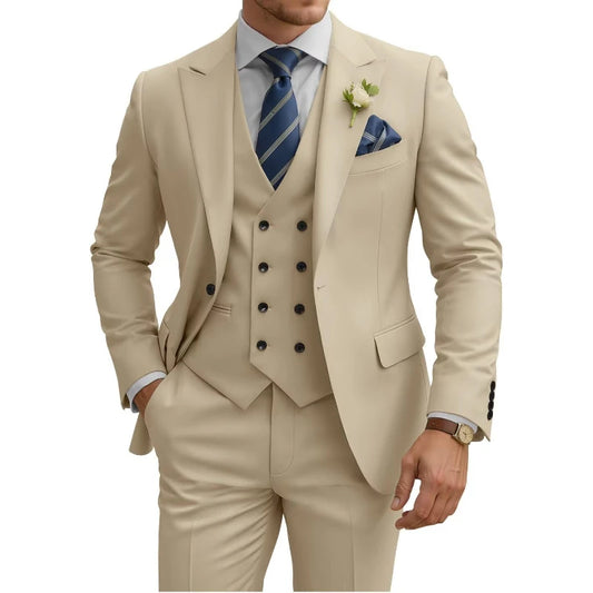 Men’s Slim-Fit Three-Piece Formal Suit | Classic Gents