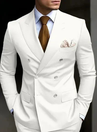 2-Piece Double-Breasted Suit with Peak Lapels