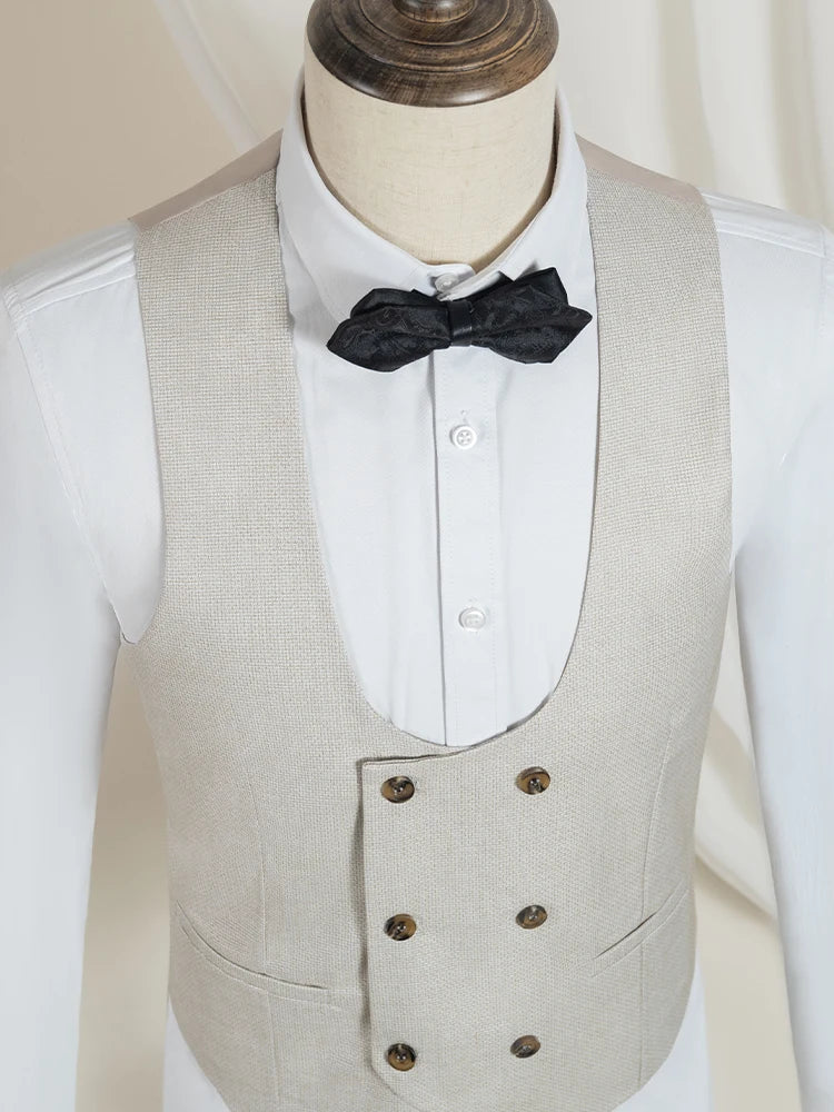 Beige Slim-Fit Three-Piece Suit — product image 3