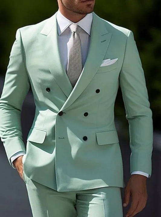 2-Piece Double-Breasted Suit with Peak Lapels