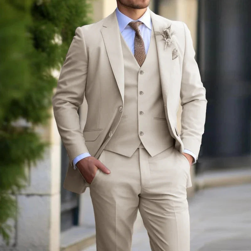 Classic Beige Three-Piece Business Suit | Classic Gents