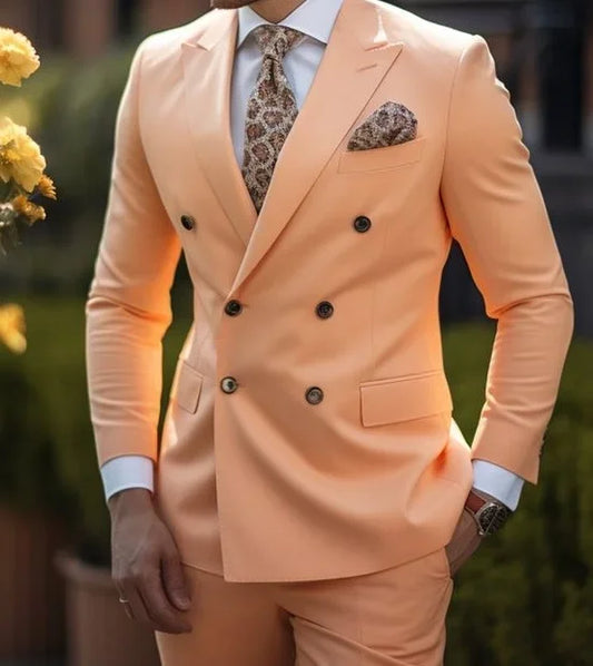 2-Piece Double-Breasted Suit with Peak Lapels