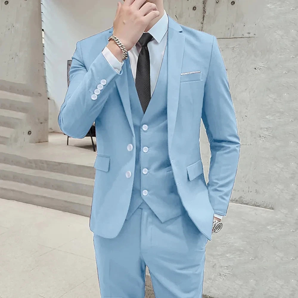 Brown Notch-Lapel Three-Piece Business Suit | Classic Gents
