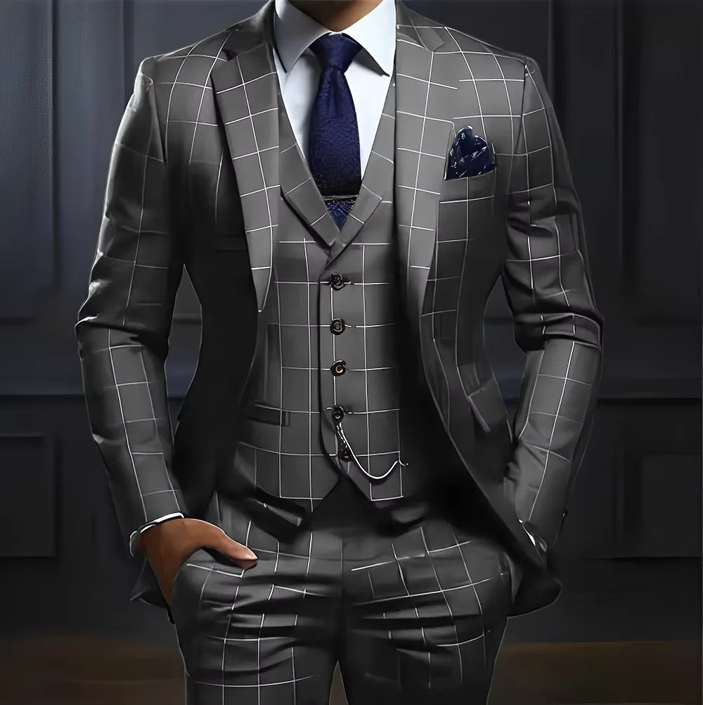Navy Plaid Three-Piece Suit — product image 6